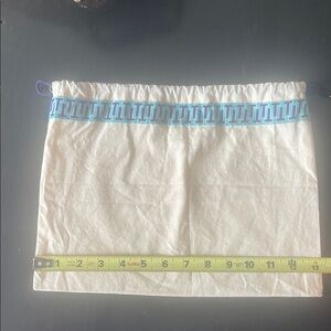 Tory Burch Cream Drawstring Small Dust Bag with Blue and Purple Trim
